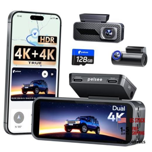S1 Pro Native 4K + 4K Dash Cam Front and Rear, 128GB Card Included | Dual HDR