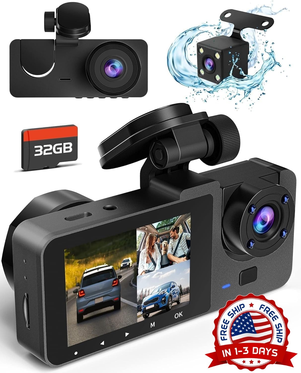 Cámara de salpicadero para coche, 4K Full UHD, delantera y trasera (Negra) NUEVO