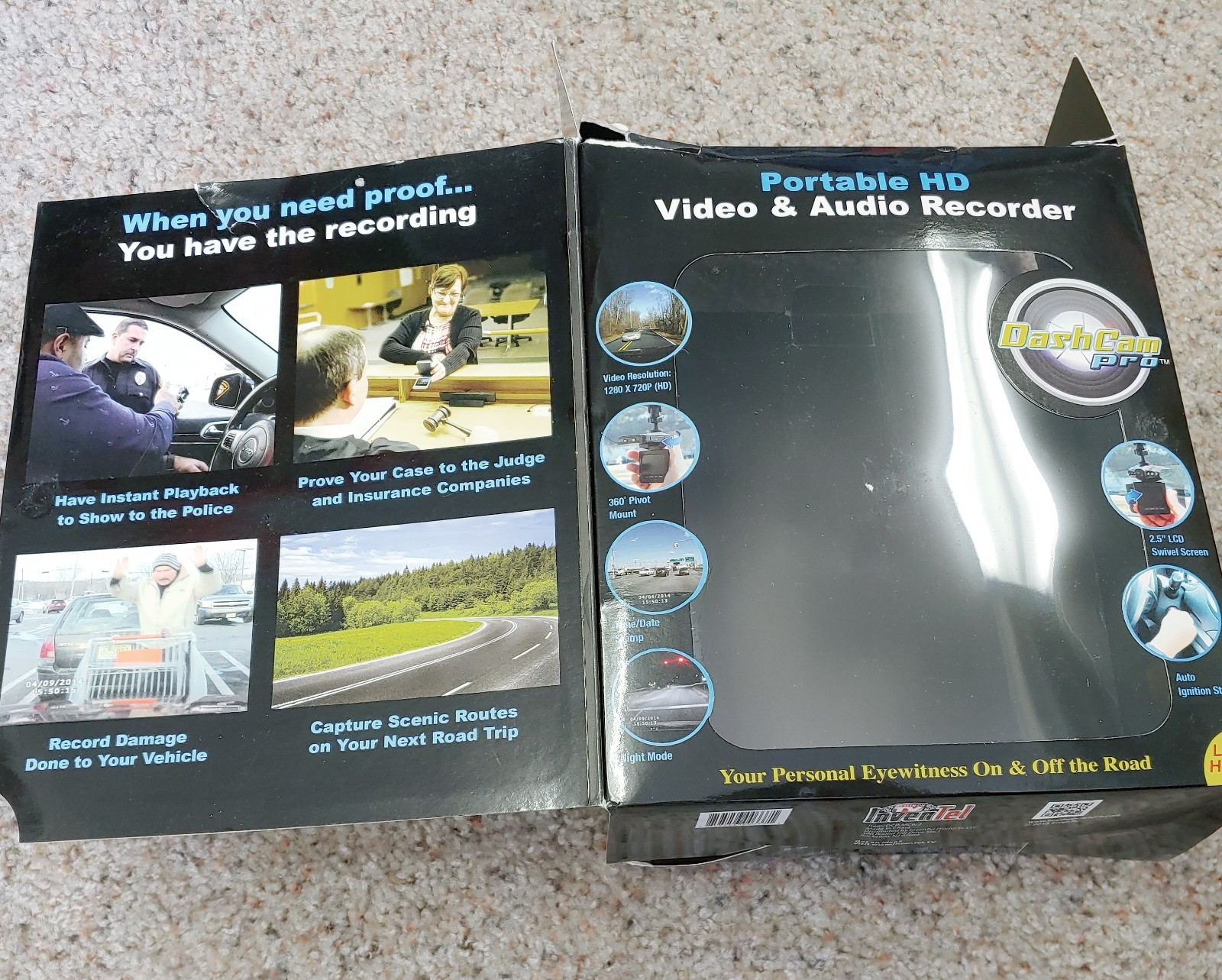 Dash Cam Pro Camera InvenTel As Seen On TV Complete Dash Camera Video-NEW