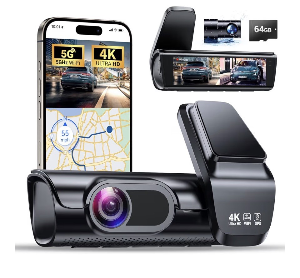 4k Dash Cam Front and Rear, 3.59″ IPS Screen, Built-in GPS 5G WiFi Dash Camera