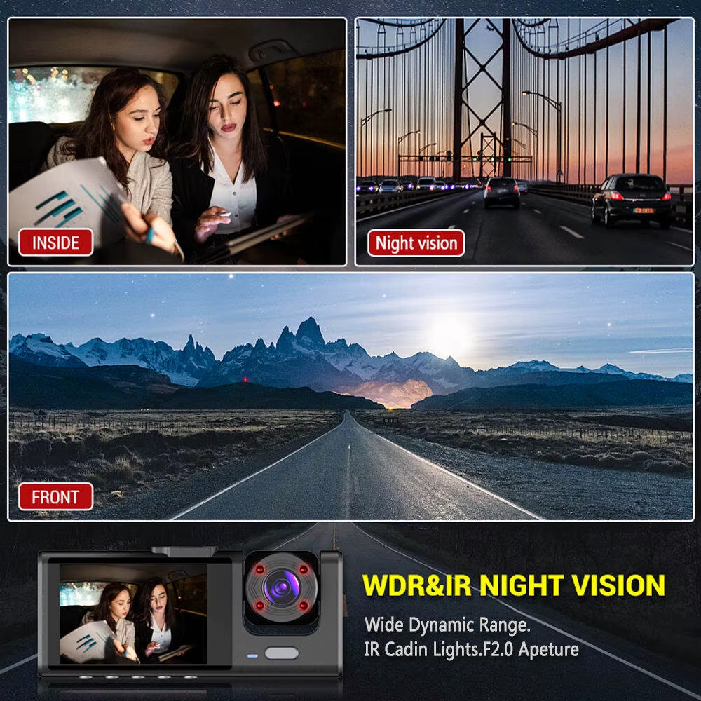 1080P Dash Cam with IR Night Vision, Loop Recording, and 2″ IPS Screen