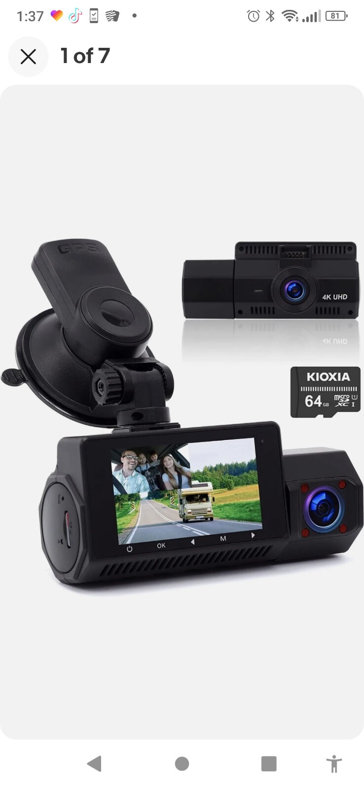 Frvesroe BF-2 4K+1080P Dual Dash Cam Front and InsideCar Camera Front and Rear