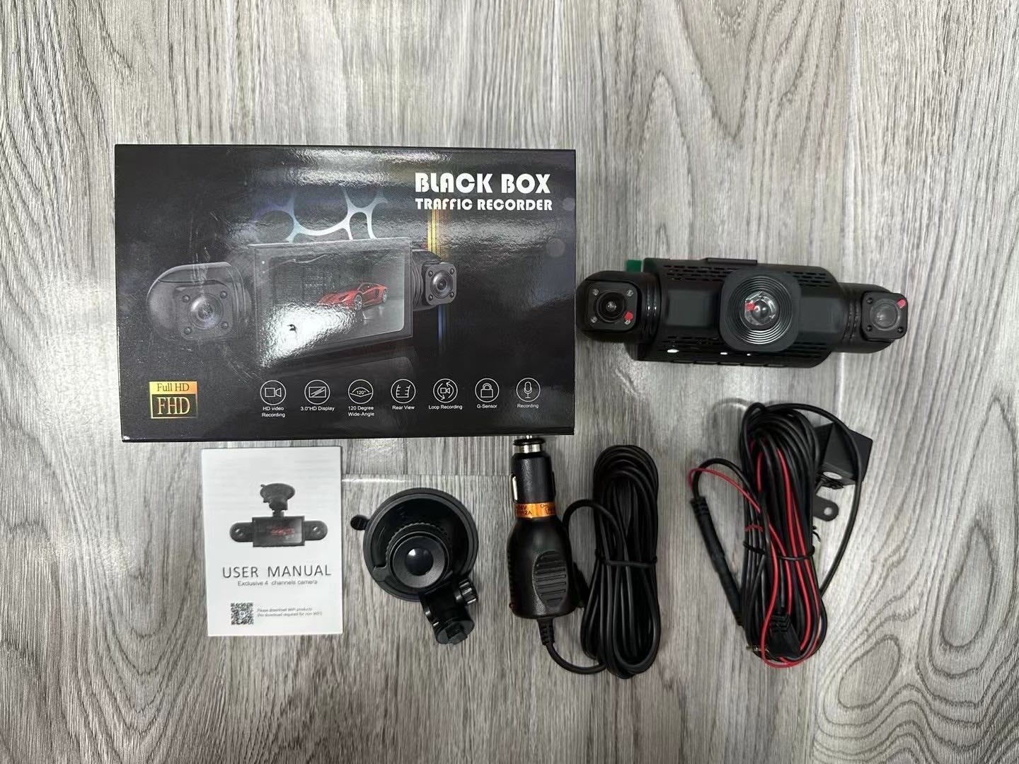 4 Channel Dash Cam 360° Dash Camera HD 1080P 4 Lens Driving Recorder w/32G Card