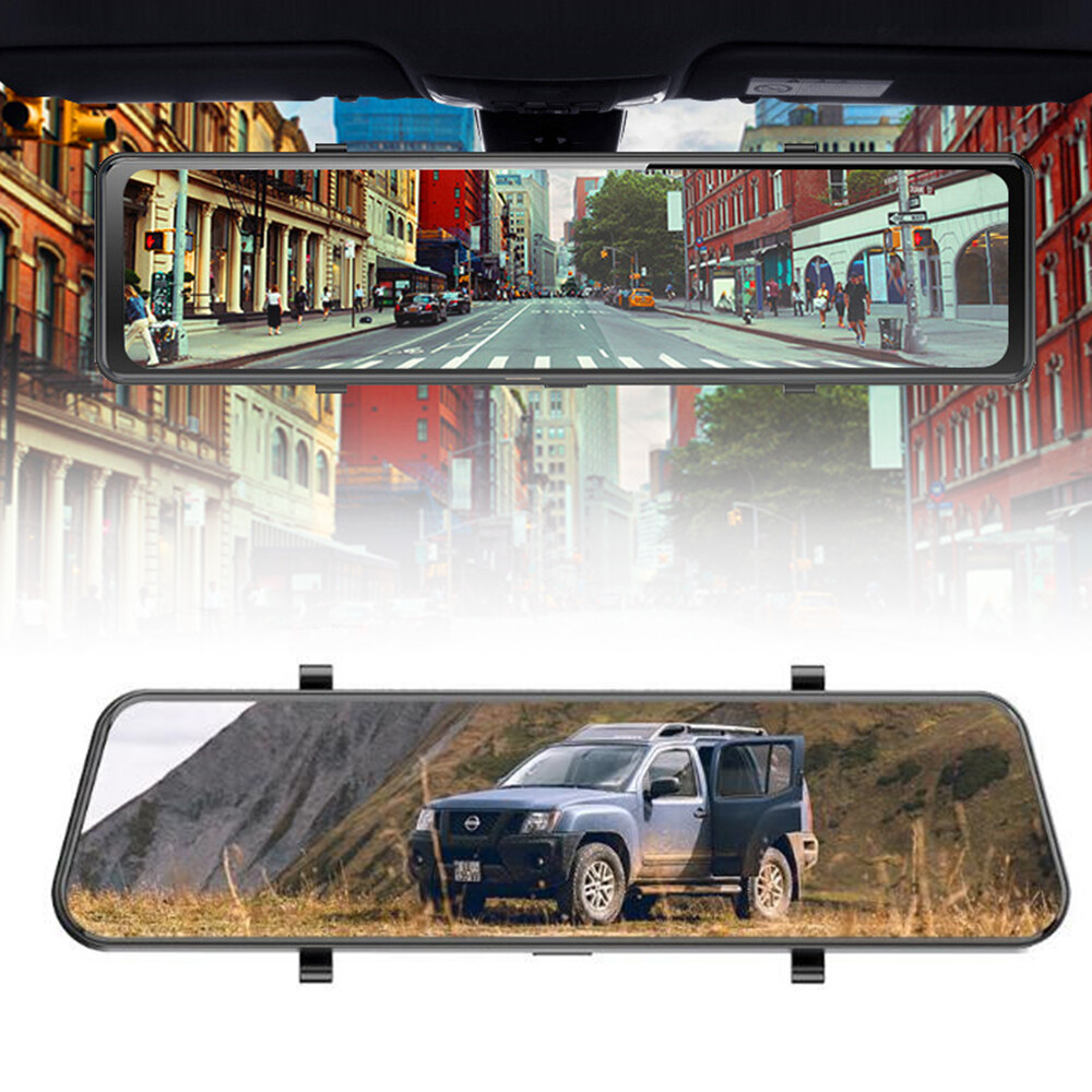 4K 12″ Mirror Dash Camera – Wide View, Night Driving & Highway Safety Monitoring
