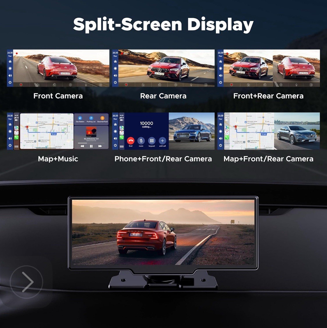 10.26″ Touch Screen Player 2.5K Car Stereo Radio Wireless Apple/Android CarPlay