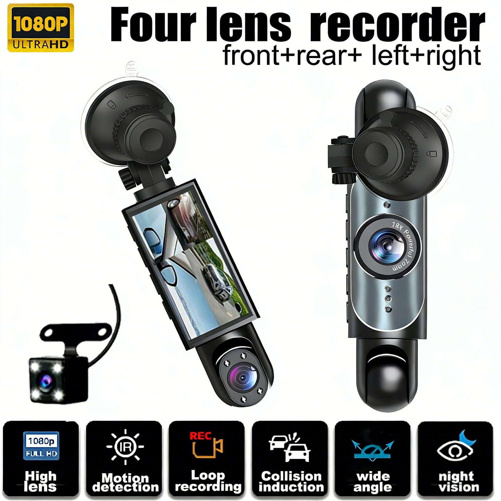 Car Dashcam 1080P Clear Video For Complete Vehicle Coverage Premium