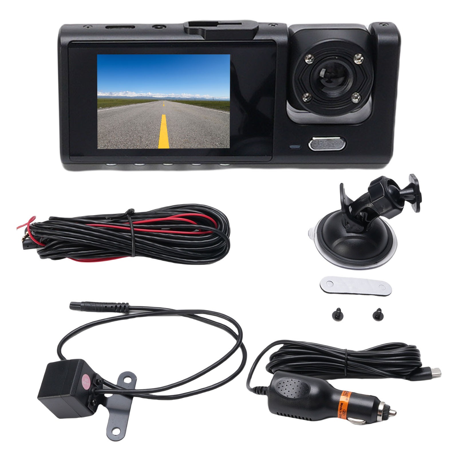 Car Driving Recorder 170 Degree Wide Angle 3 Lenses Car Dash Cam With 32GB
