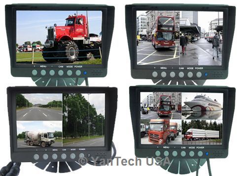 QUAD REAR VIEW BACKUP CAMERA SYSTEM WITH 7″MONITOR & CCD 700TVL 120° IR CAMERAS