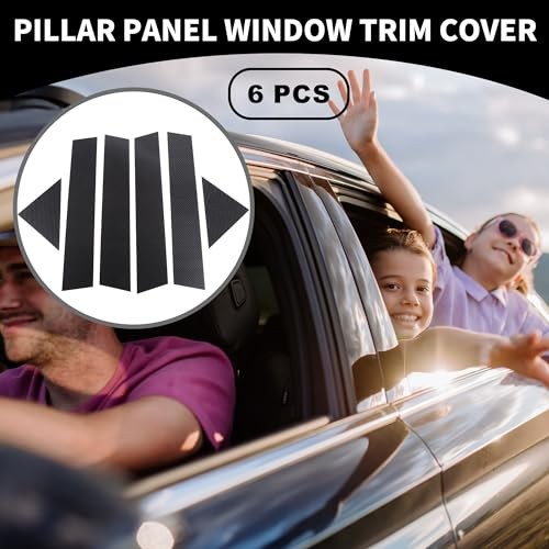 Door Pillar Window Trim – Car Front Rear Left Right Side Black Carbon Fiber