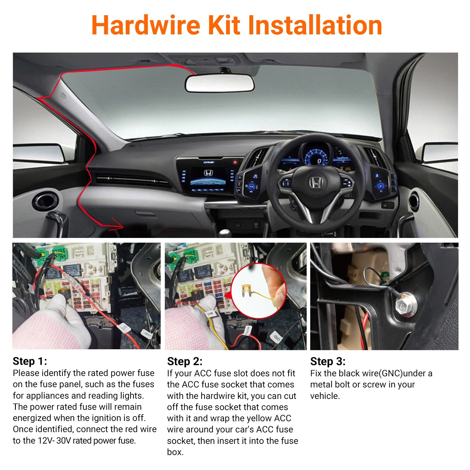 Vantrue 11.5ft Hardwire Kit for N4(S)/N4 Pro(S), N5, E360/N2X/S1 Pro, E Series