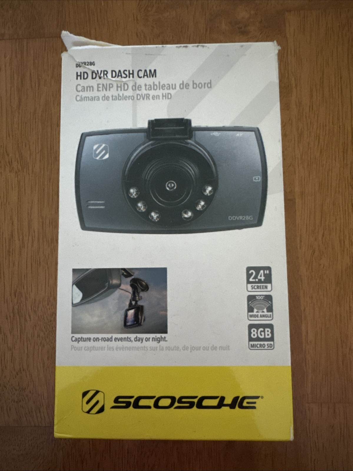 Scosche DDVR28G HD DVR Dash Cam 2.4 Screen 1080p HD Night Vision 8GB Micro SD