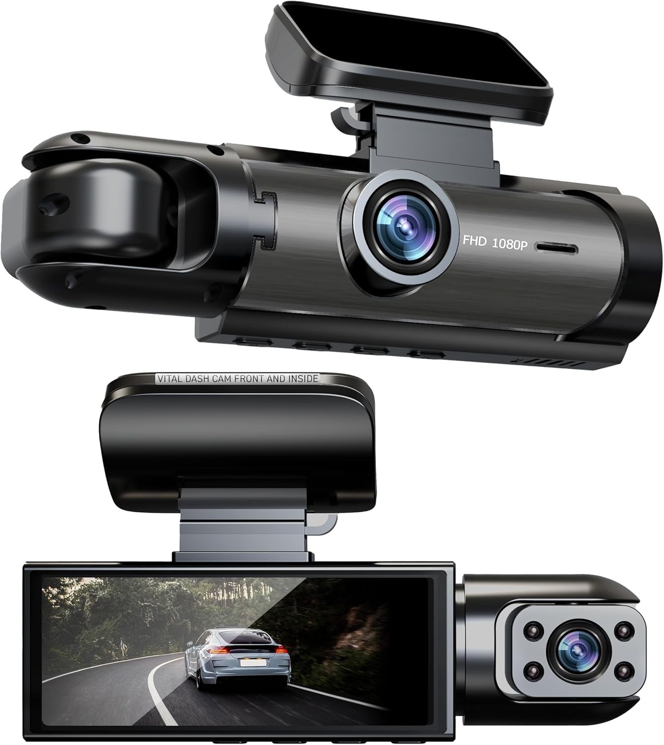 Vital Dashcam Pro 2026 Dash Cam Front and Rear Camera for Cars Dual Car Camera..