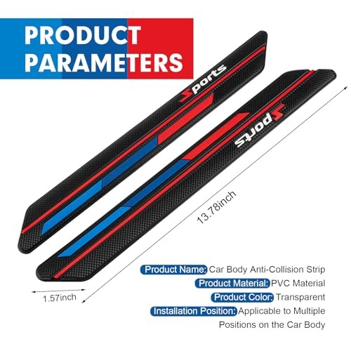 Car Side Body Anti-Collision Strips, Sport Style Front Rear Bumper 2 PCS Black