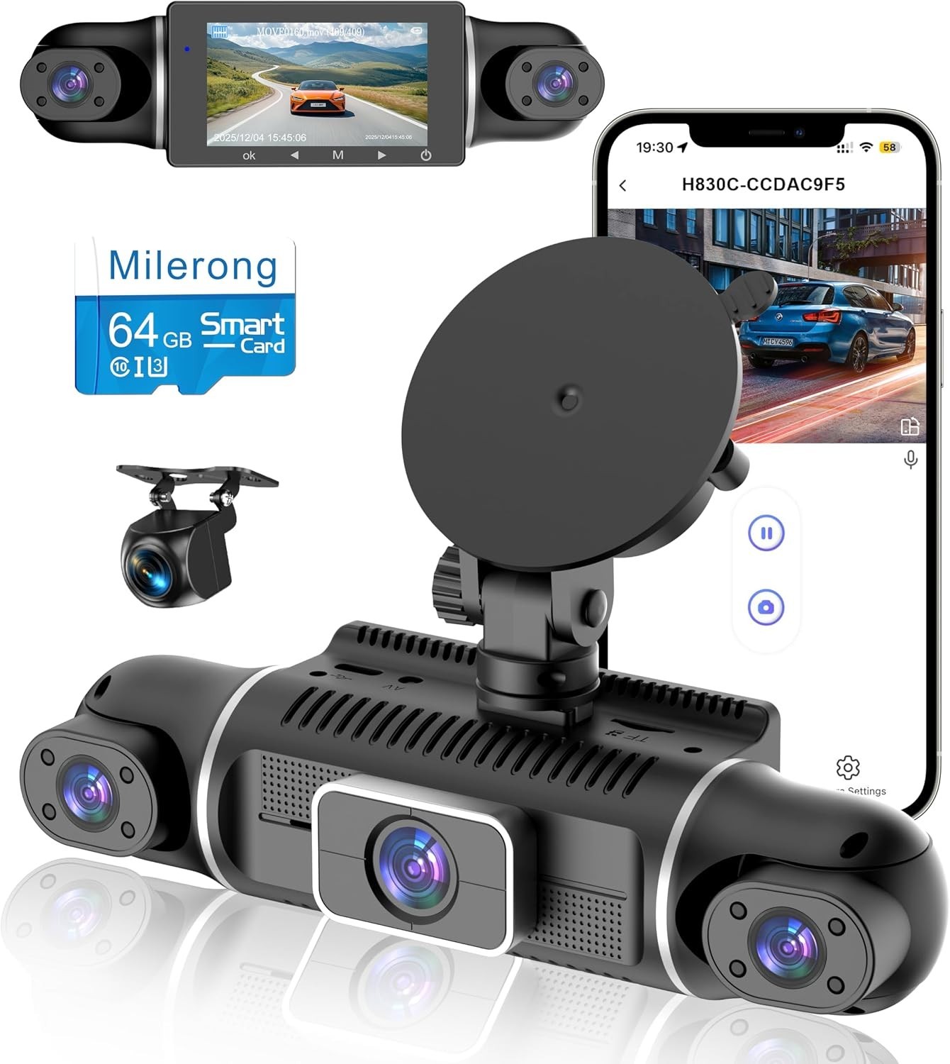 4 Channel High-Definition Dash Cam – 24/7 Monitoring with Night Vision & WiFi
