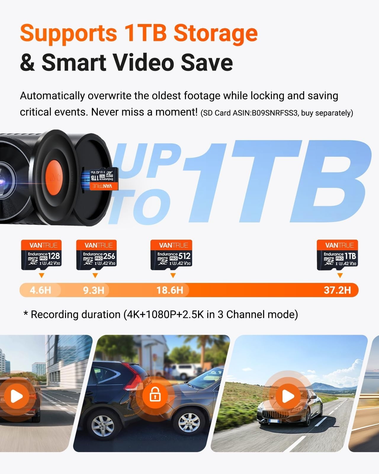 Vantrue N4 Pro S 4K 3 Channel Dash Cam STARVIS 2 WiFi GPS Night Vision HDR
