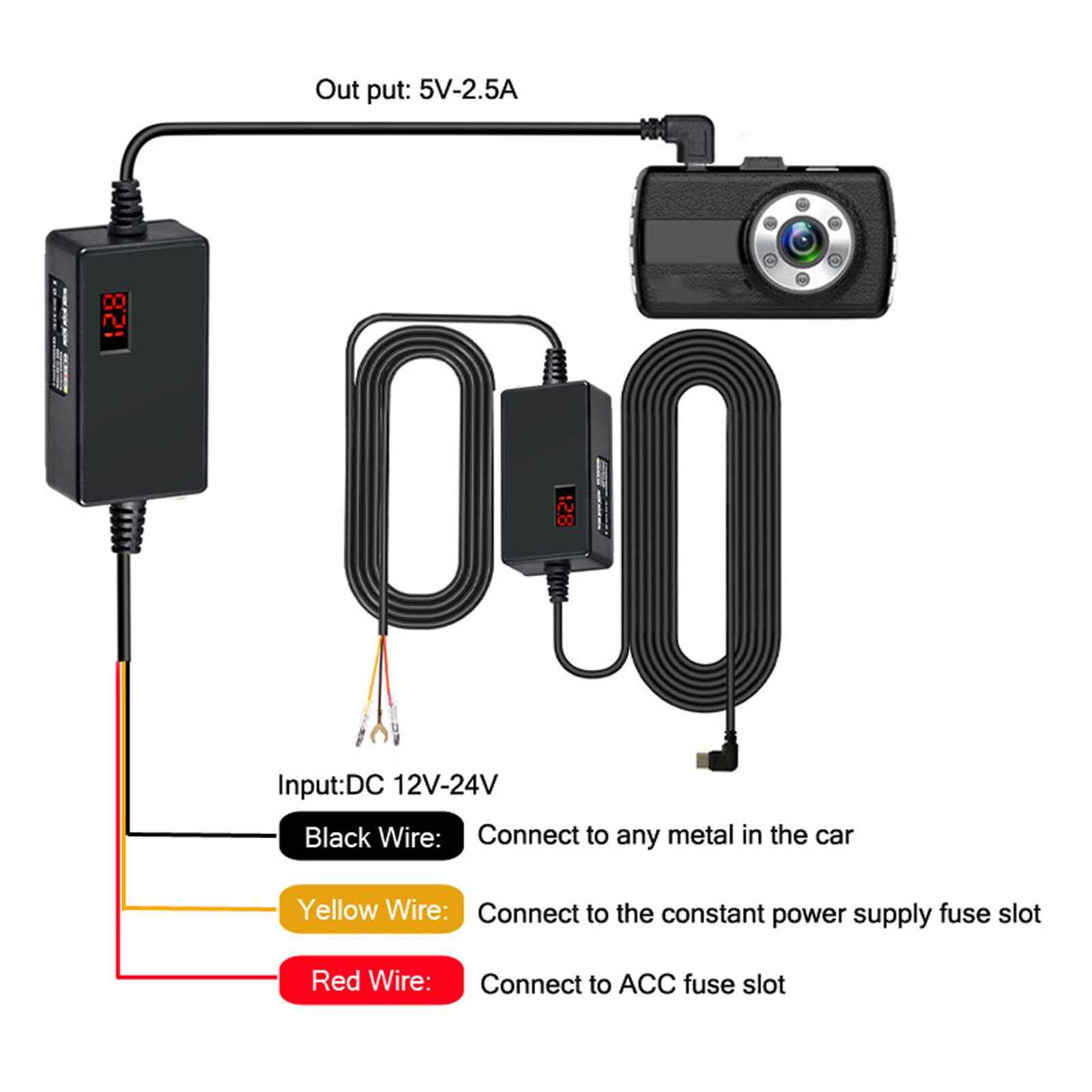 10.5ft Smart Dash Cam Hardwire Kit For Parking Surveillance NHUX