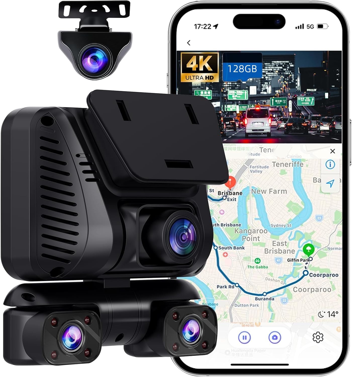 4K Dash Cam 360° View,4 Channel Front and Rear Dash Camera for Cars,Built-in …
