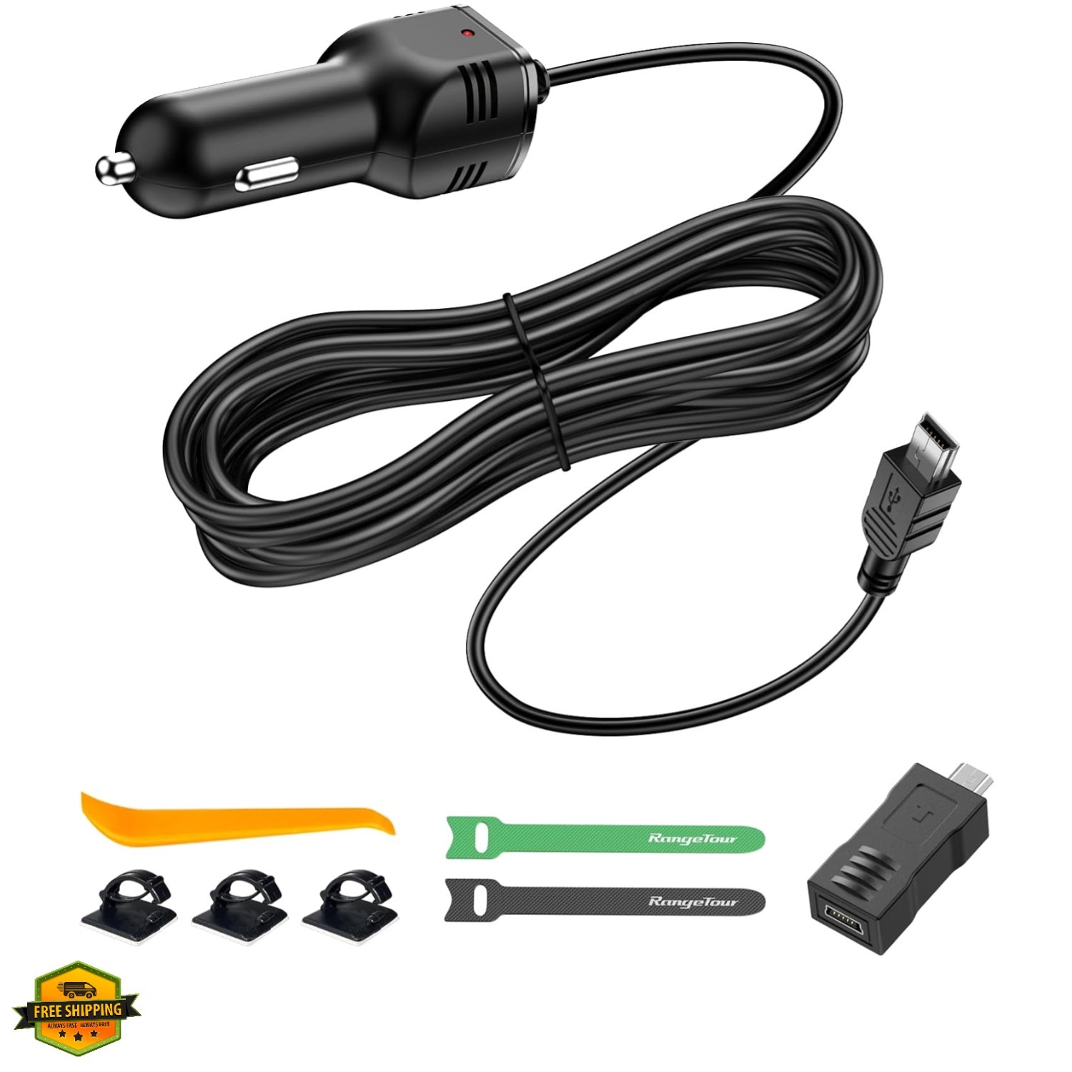 Dash Camera Car Charger, Mini USB and Micro USB Interfaces, Driving Recorders…