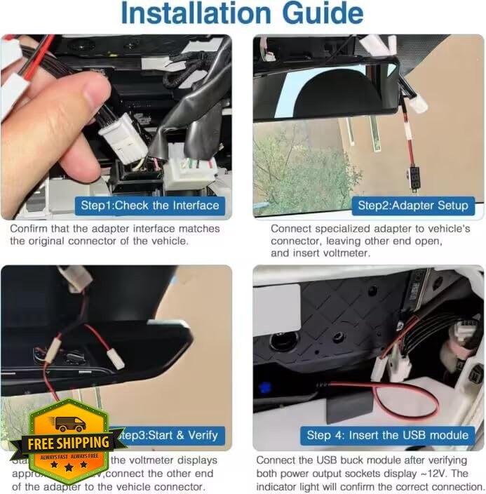 YQMAJIM DashCam Power Adapter Toyota Lexus Subaru Hide-a-USB