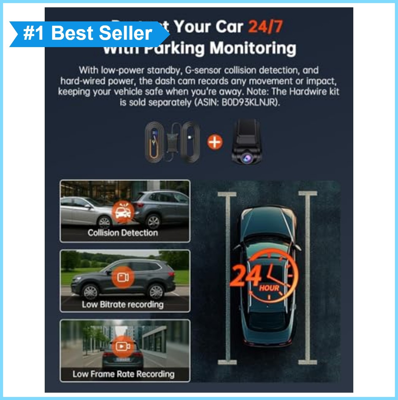 Dash Cam Front Rear 4K 1080P Built in WiFi GPS 32GB SD Card Night Vision Loop