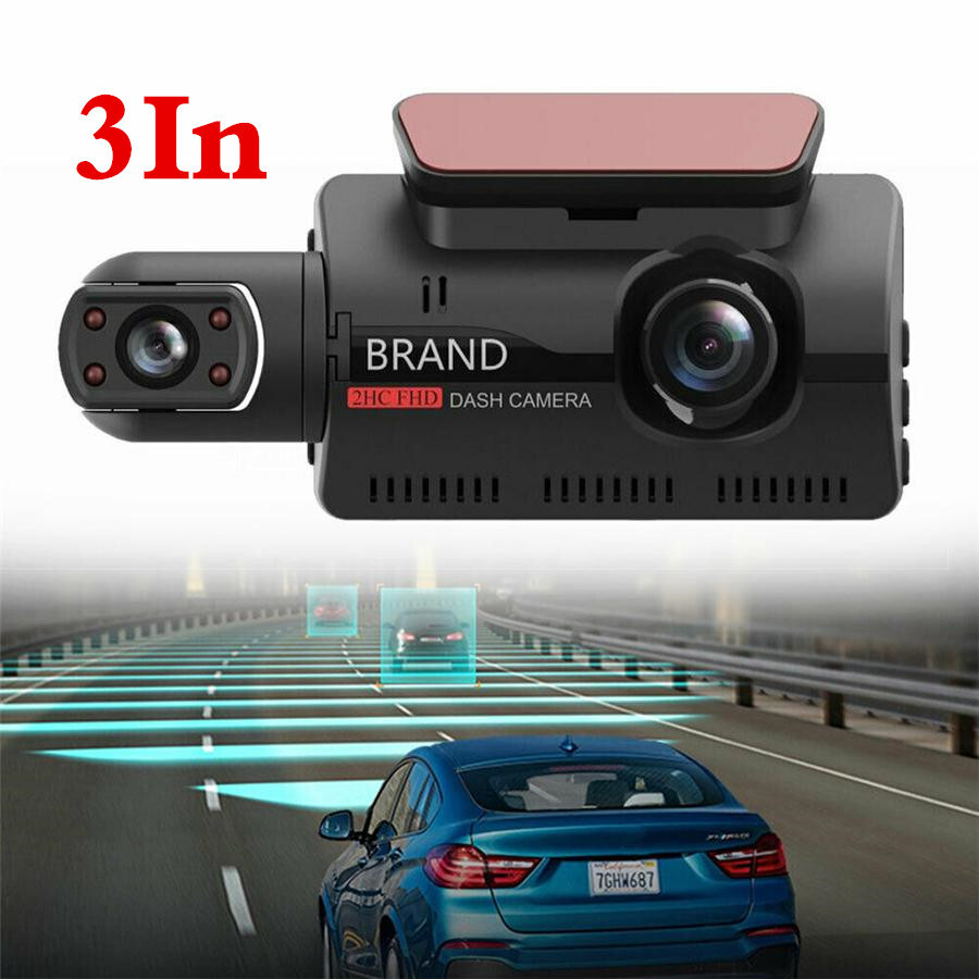 3in Dash Camera Double Lens FHD Car DVR Front/Inside Camera Parking Monitoring