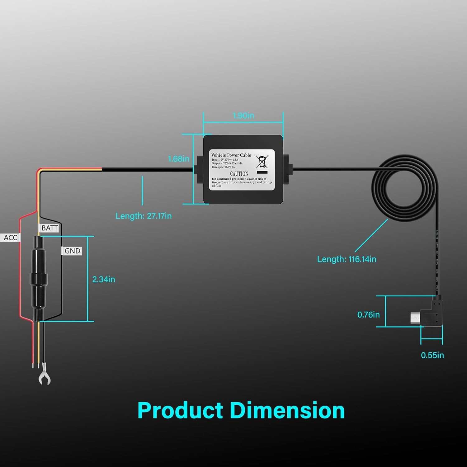 For Garmin Parking Mode Hardwire Power Cable for Dash Cam 45 55 65W 010-12530-03