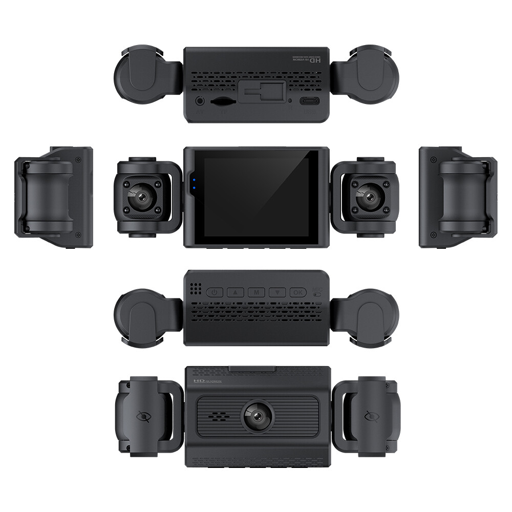 1080P 2.4 inch Dash Cam Front and Inside Triple Dash Cam with 24Hr Parking