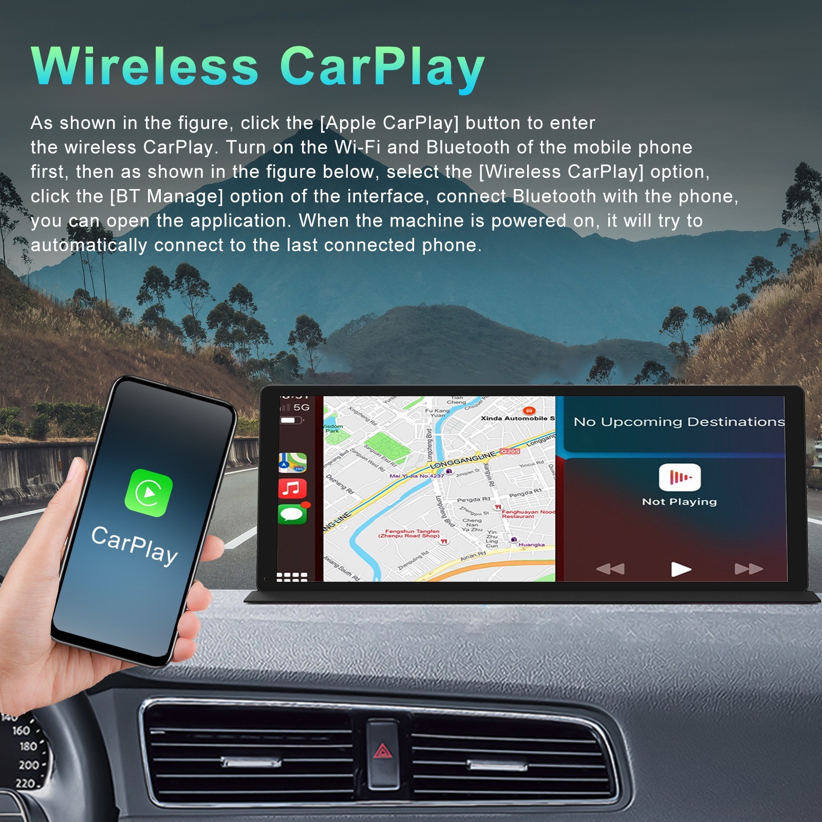 11.3in 5K Car Stereo Dash Cam Wireless For Apple Carplay Android Auto W/Camera