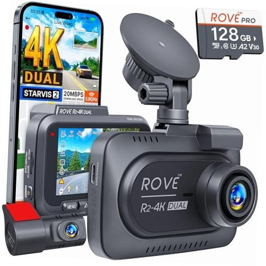 R2-4K DUAL Dash Cam Front and Rear, STARVIS 2 Sensor, FREE 128GB Card