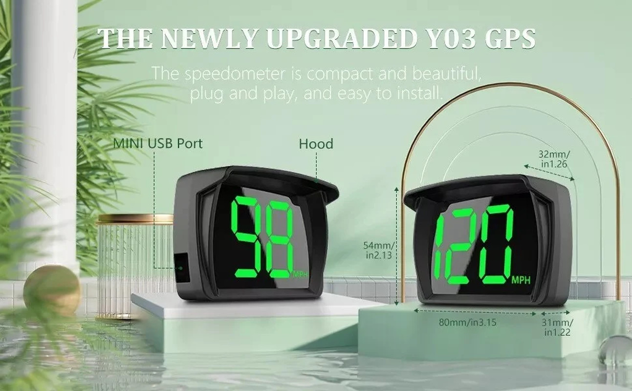 3in Car HUD Head Up Display MPH Digital Speedometer Vehicle Speed Monitor Gauge