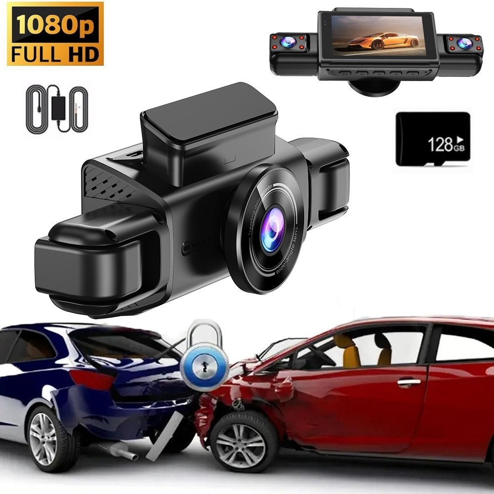 Dash Cam 4 Channel 360° Front Rear Inside DashCam, FHD 1080P Car Camera 128GB