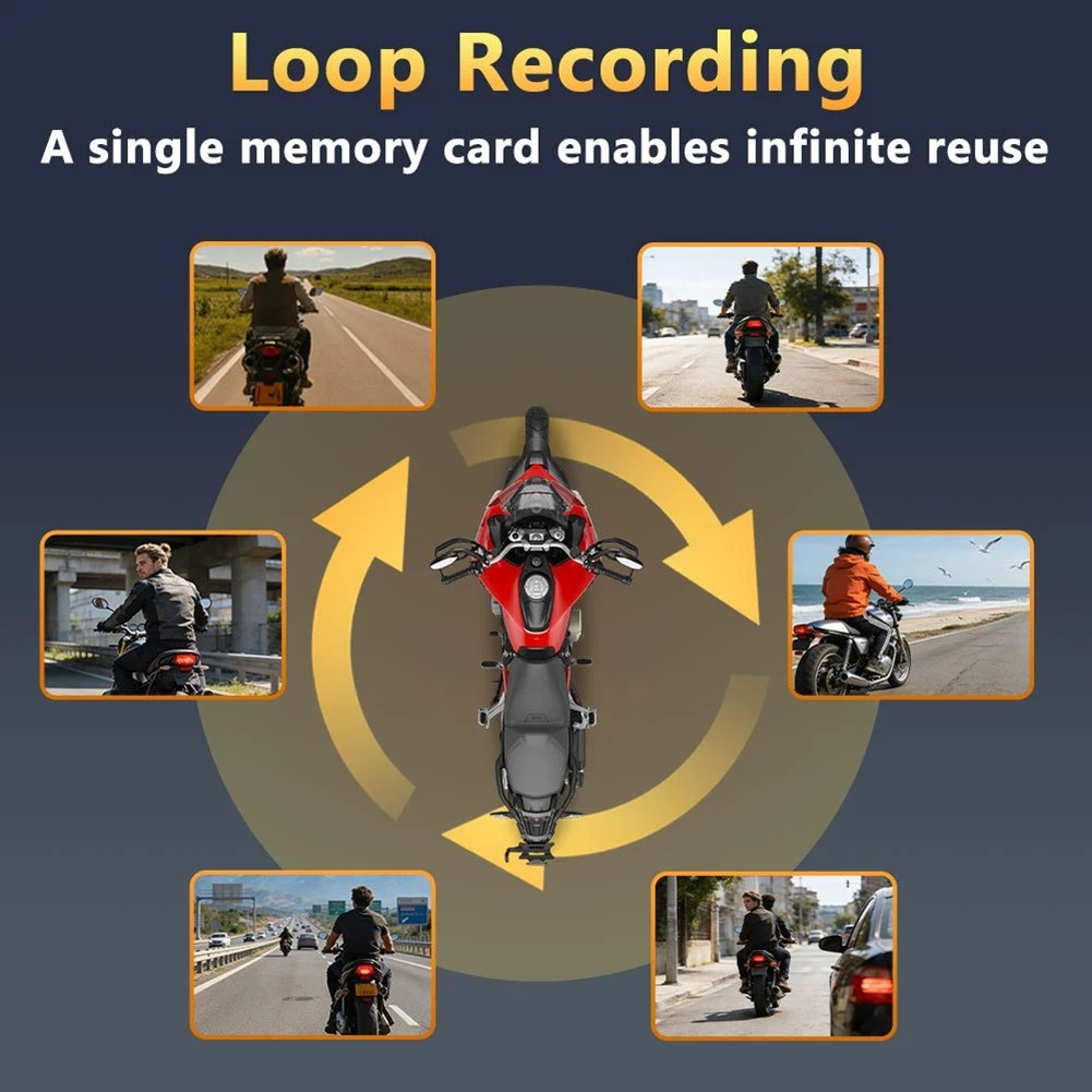 2K WiFi Motorcycle Driving Dash Cam DVR Camcorder IP66 Loop Recording8191