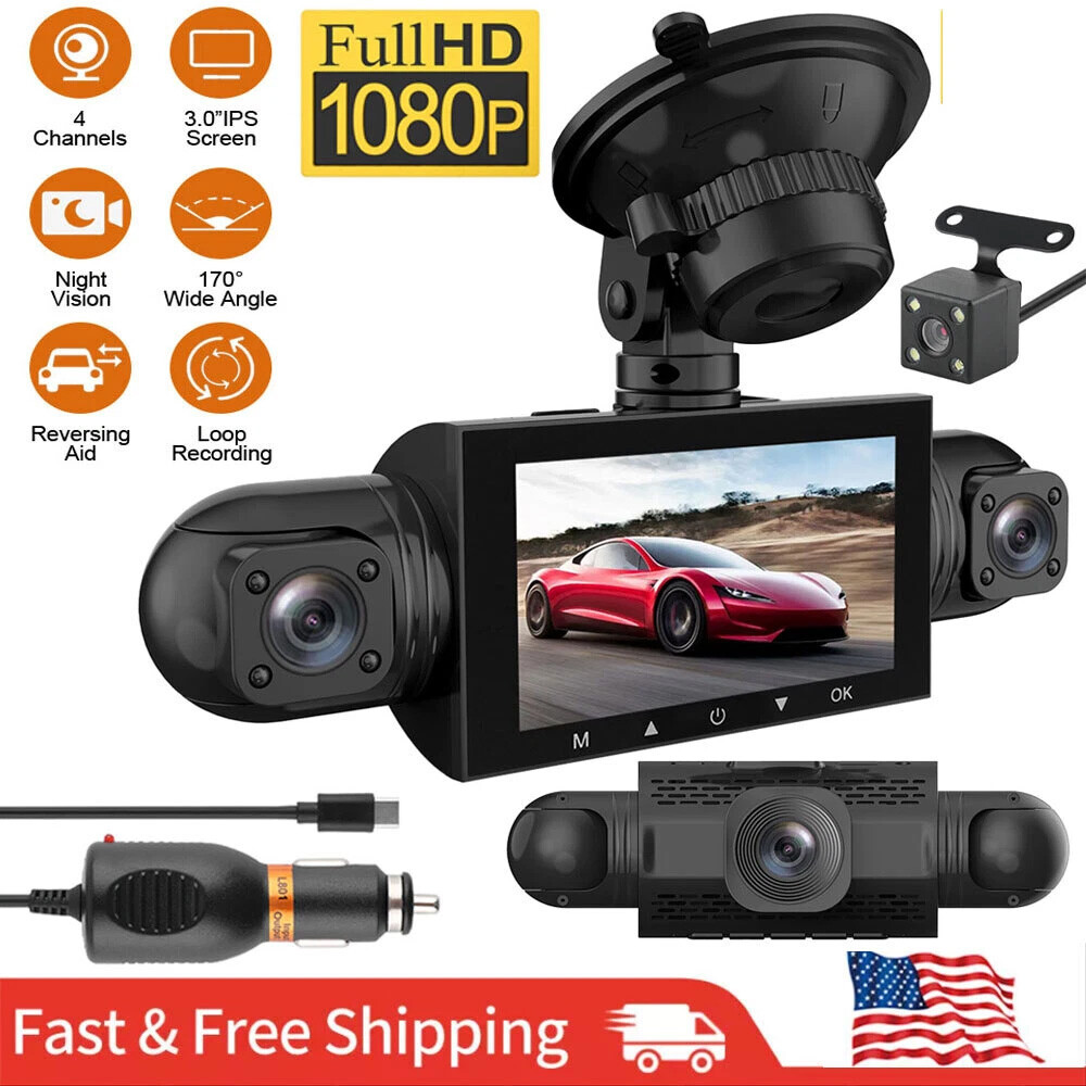 4 Channel 1080P FHD Dash Cam 360°Dash Camera 24 Hour Parking Mode 32GB Card New