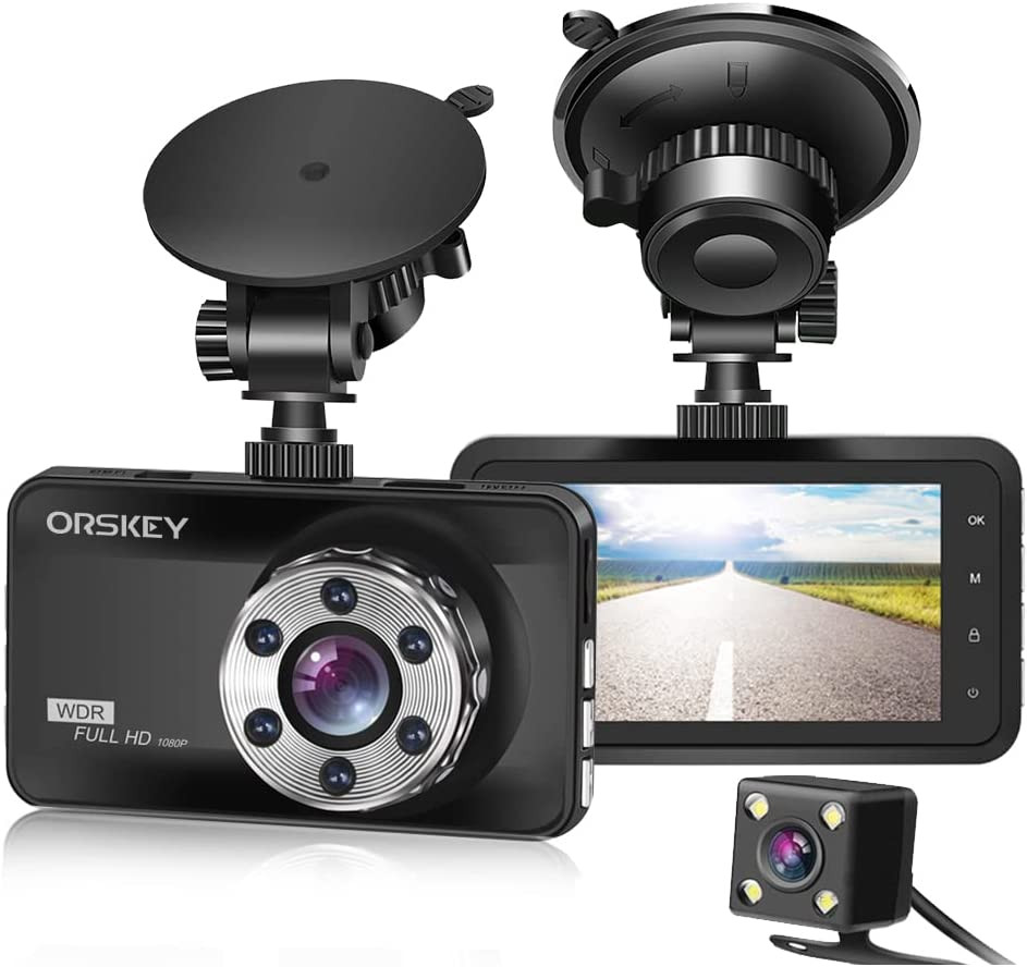Dash Cam Front and Rear 1080P HD 170 Wide with 3.0″ LCD Display Night Vision