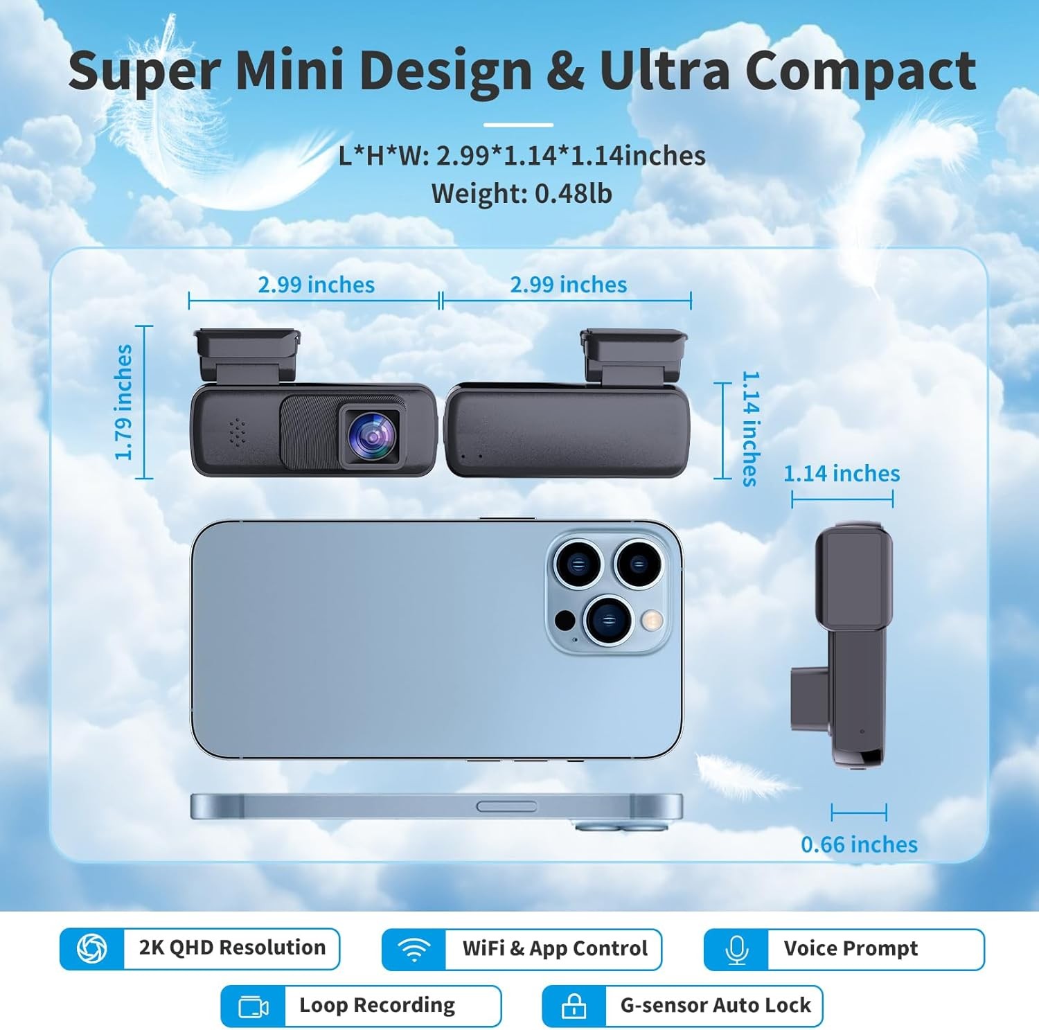 Car Dual Lens Dash Cam HD 1080P Front Rear Inside Video Recorder Camera G Sensor