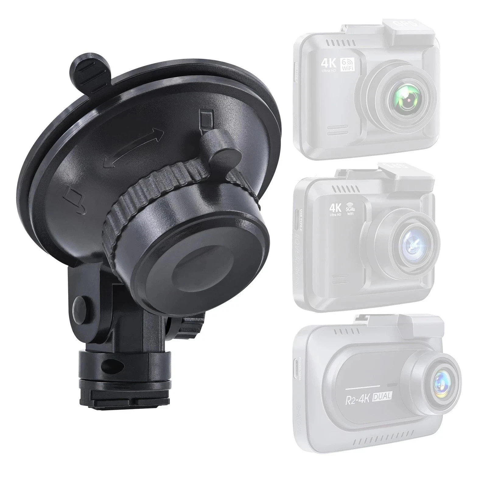 Suction Cup Mount for Rove R2-4K Pro Dual Stealth Car Dash Cam Camera Holder