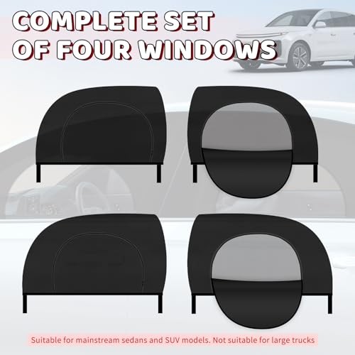 4PCS Front/Rear Car Window Shades for Side Window with Zipper,Breathable Mesh