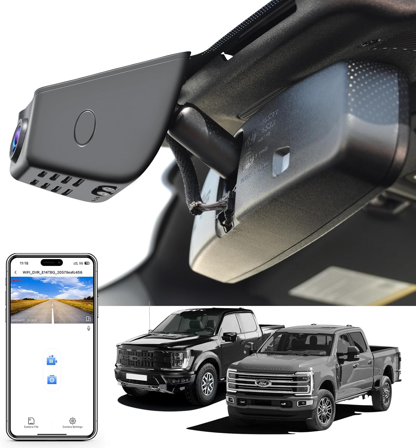 F150 Dash Cam 4K Custom Fit for Ford F150 2018-2026 F250/F350/F450 Super Duty 20