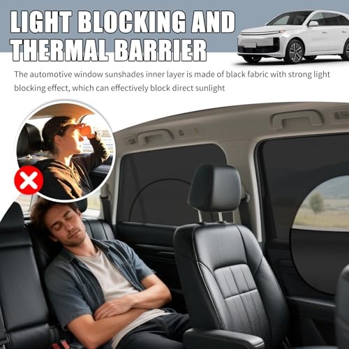 4PCS Front/Rear Car Window Shades with Zipper—Upgraded Car Shades for Side