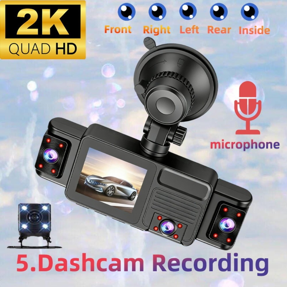 360° 5 Lens WiFi Car Dash Cam DVR Video Recorder 2in HD Screen Motion Detection