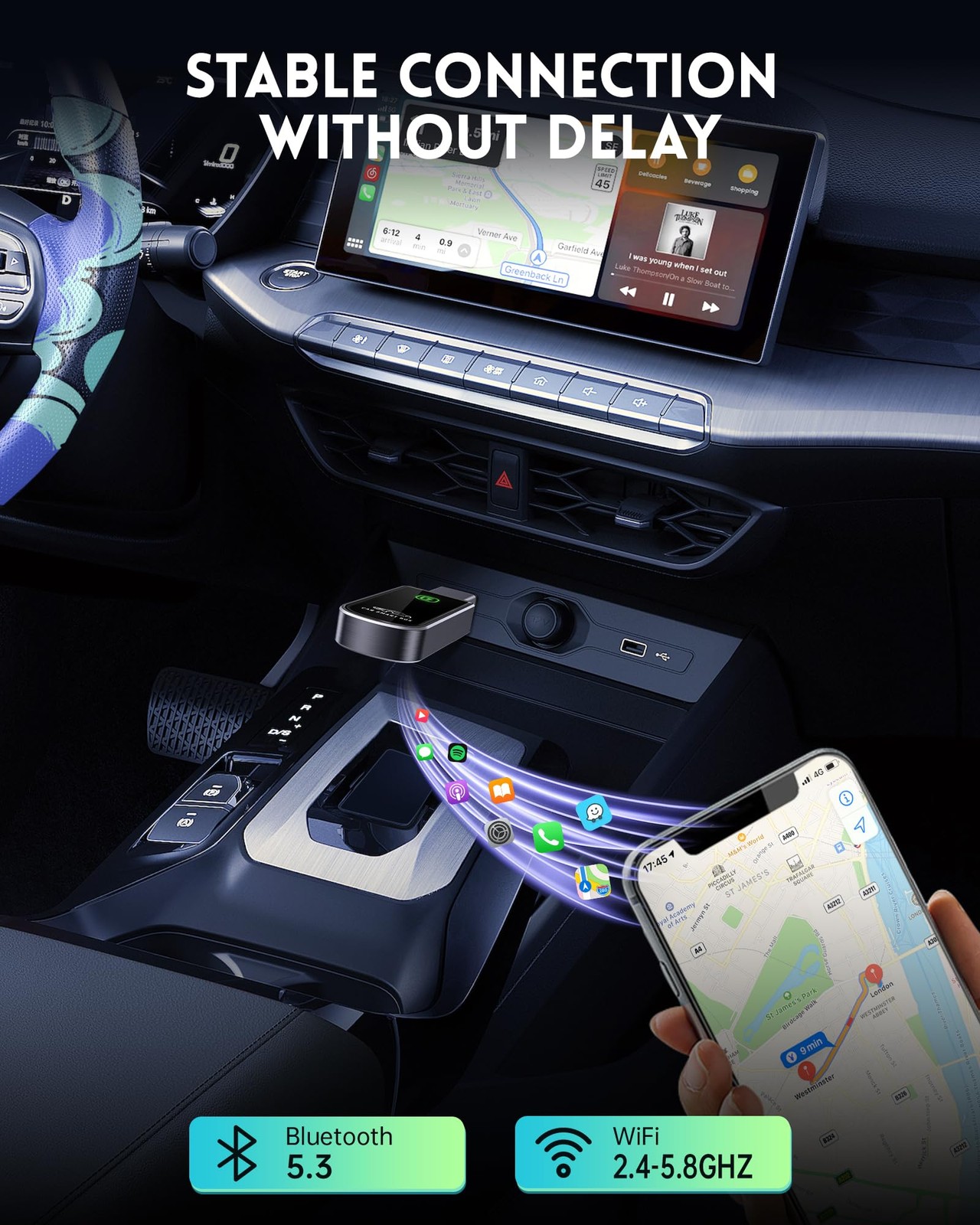 Wireless CarPlay Adapter for Apple iPhone iOS 10+ & Cars from 2015+, Mini Edi…