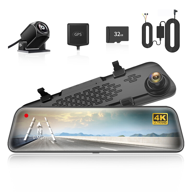 WOLFBOX G840S With Free SD+Hardwire Kit Mirror Cameras Front and Rear Dash Cam