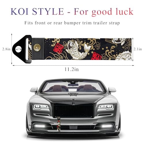 Racing Tow Strap, Car Modification JDM Sports Bumper Decorative Fishes Black