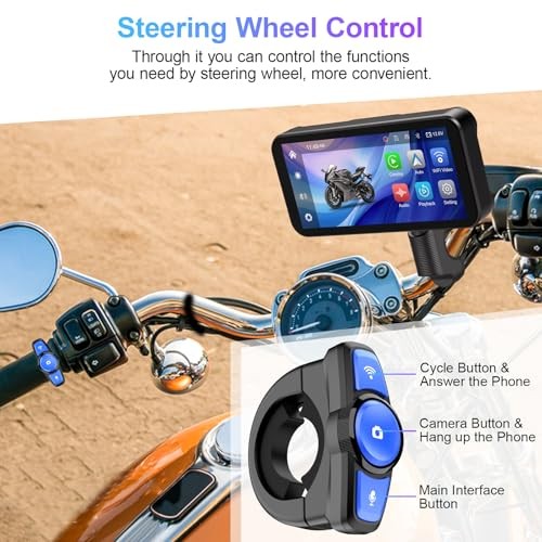 6.25 Inch Motorcycle Dash Cam, Wireless CarPlay and Android Auto