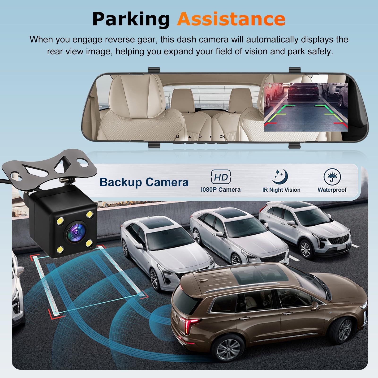 1080P Dual Lens Rear View Mirror Camera – 4 Inch Touchscreen Mirror Dash Cam …