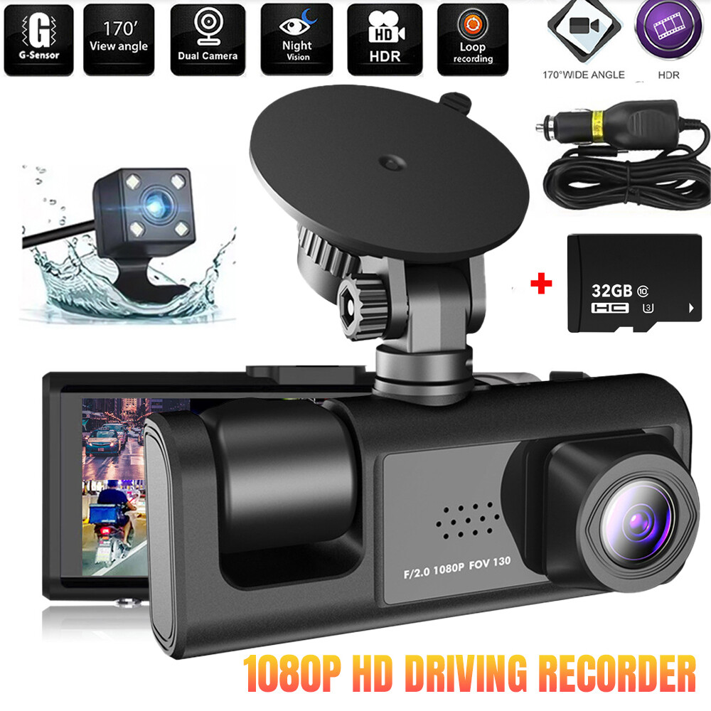 1080P HD Camara De Seguridad 3Lens Para Auto Con LCD Camaras Grabadora Automovil