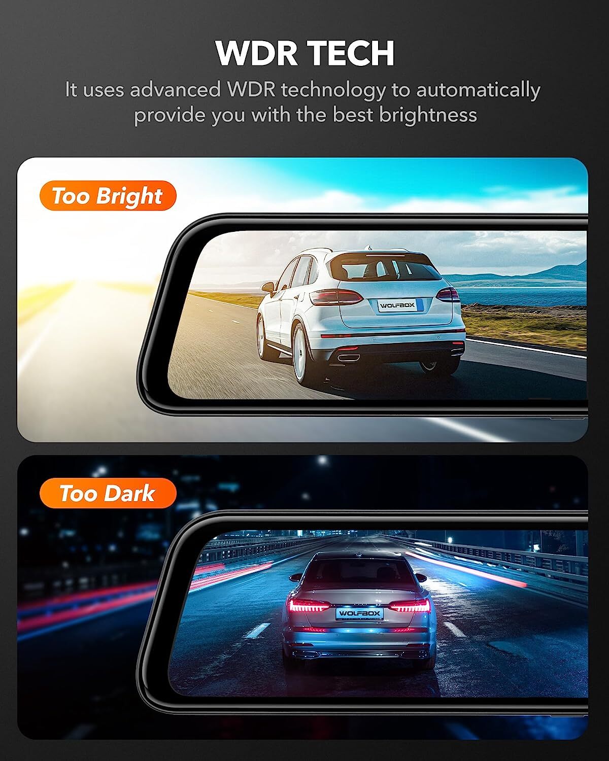 G840S 12″ 4K Dash Camera Front and Rear Dash Cam with WDR Camera, Night Vision