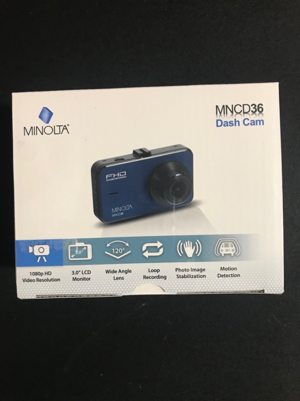 *SEALED* Minolta MNCD36 HD Dash Cam 1080p 3″ LCD Screen 16GB Memory Card Black