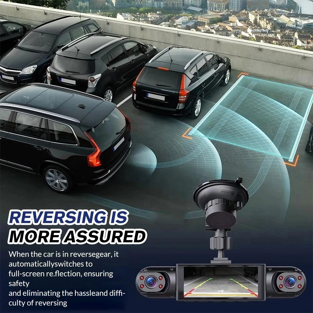 360° 4 Channel 1080P Car Dash Cam Front and Rear Inside Left Right + Camera