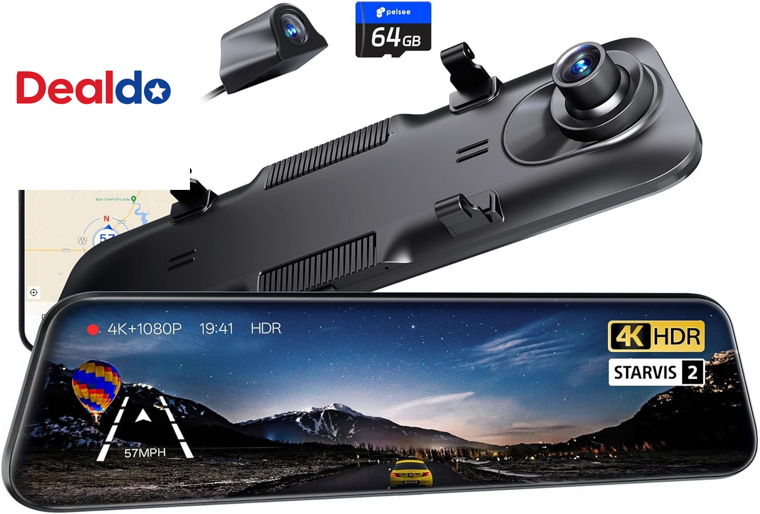 S12 Pro Mirror Dash Cam with STARVIS 2 Sensor, Rear View Mirror Camera 5.8Ghz Wi